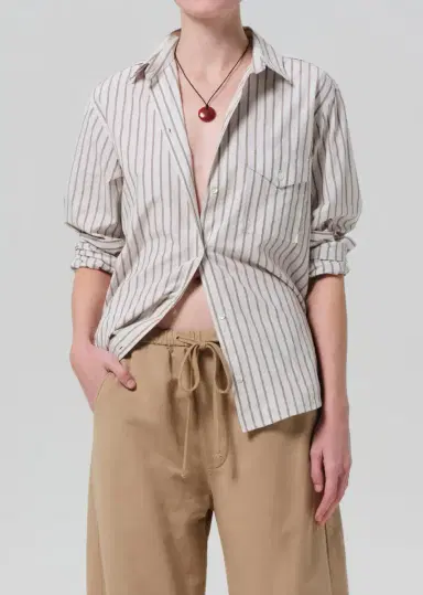 Citizens of Humanity Shay Shirt - Alabaster Stripe | Thumbnail 4
