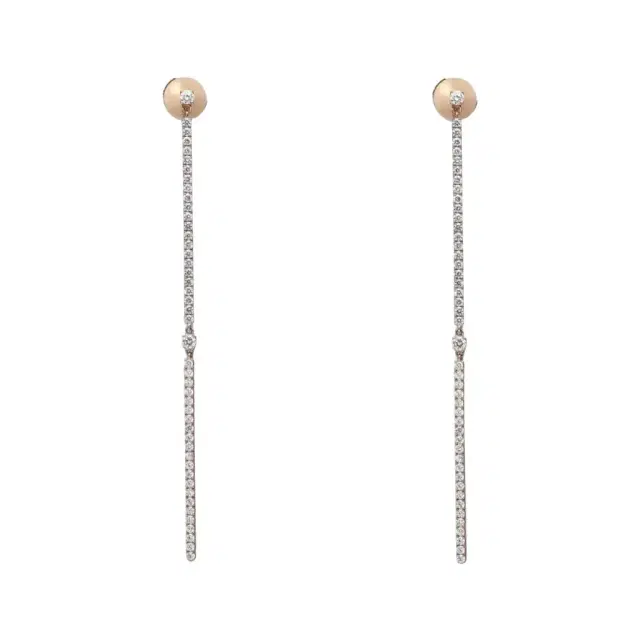 Messika Messika 2 Barrettes Gatsby 18K Rose Gold Diamond Drop Earrings by The Solist