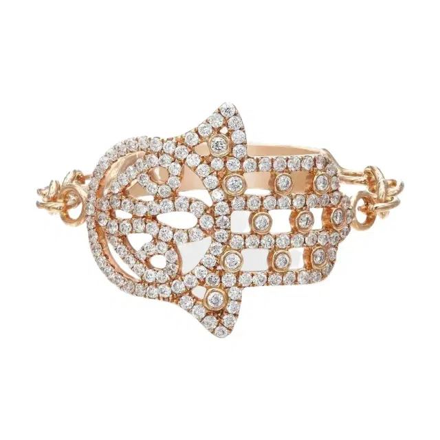 Messika Messika Faith 18K Rose Gold Diamond Hamsa Ring Sz. 6 by The Solist