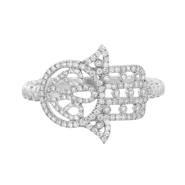 Messika Messika Faith 18K White Gold Diamond Hamsa Ring Sz. 6.25 by The Solist