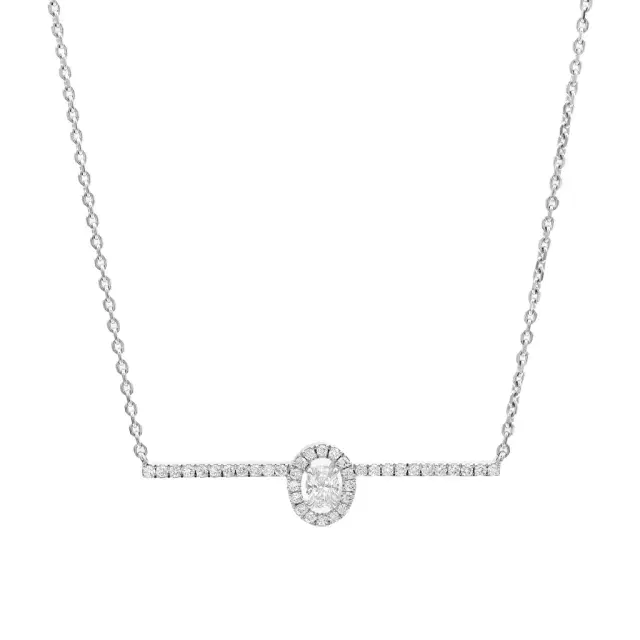 Messika Messika Glam'Azone 18K White Gold Diamond Chain Bar Necklace by The Solist