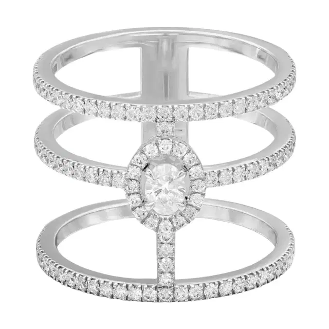 Messika Messika Glam'Azone 18K White Gold Diamond Wide Band Ring Sz. 6.5 by The Solist