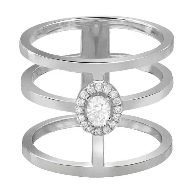 Messika Messika Glam'Azone 3 Row 18K White Gold Diamond Band Ring 06312-WG-53 - by The Solist