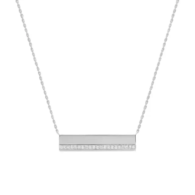 Messika Messika Kate 18K White Gold Diamond Horizontal Bar Pendant Necklace by The Solist