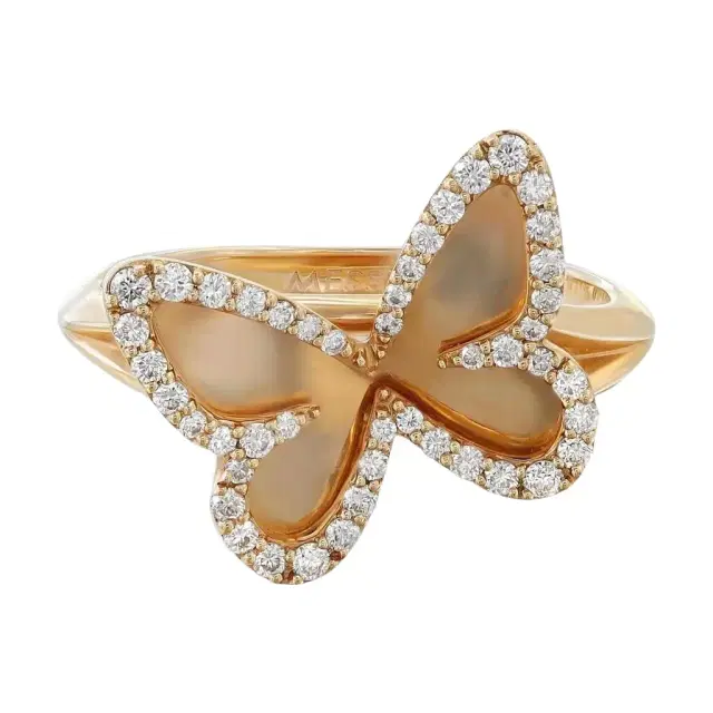 Messika Messika Plaque Butterfly 18K Rose Gold Diamond Ring Sz. 6 by The Solist