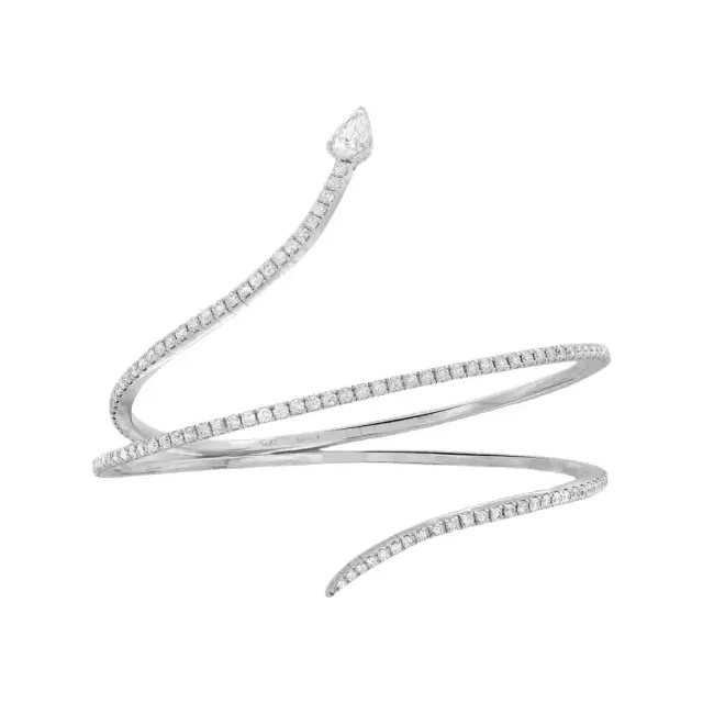 Messika Messika Snake Skinny 18K White Gold Diamond Wrap Cuff Bracelet by The Solist