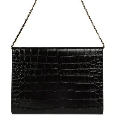 Chanel Chanel Envelope Clutch with Chain Black Croc Embossed Calfskin Gold Hardware | Thumbnail 4