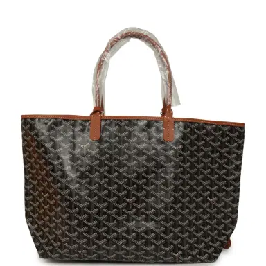 goyard Goyard Goyardine Black and Brown Saint Louis PM Tote Bag Palladium Hardware | Thumbnail 4