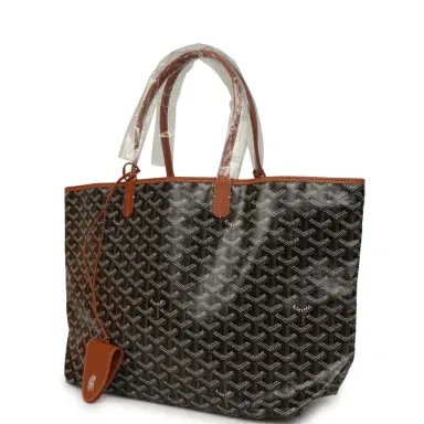 goyard Goyard Goyardine Black and Brown Saint Louis PM Tote Bag Palladium Hardware | Thumbnail 5