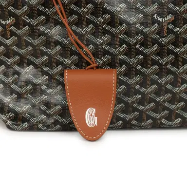 goyard Goyard Goyardine Black and Brown Saint Louis PM Tote Bag Palladium Hardware | Thumbnail 7
