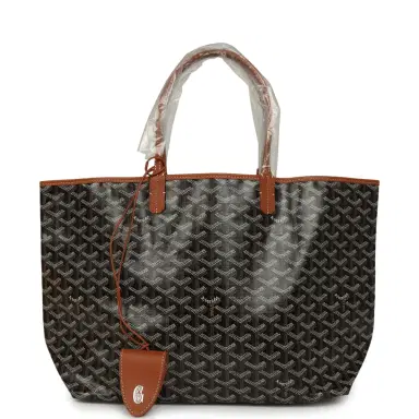 goyard Goyard Goyardine Black and Brown Saint Louis PM Tote Bag Palladium Hardware | Thumbnail 1