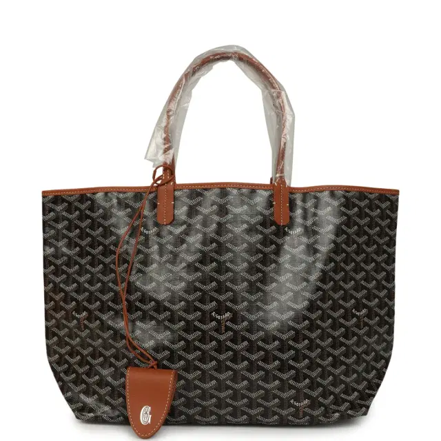 goyard Goyard Goyardine Black and Brown Saint Louis PM Tote Bag Palladium Hardware
