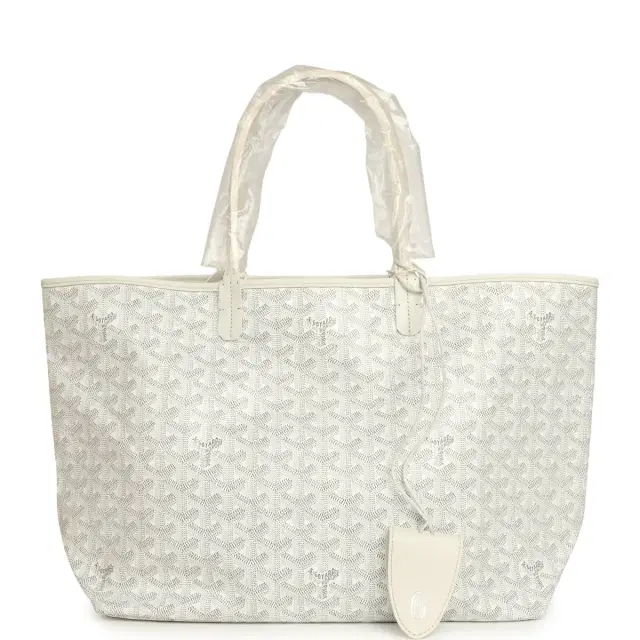 goyard Goyard Goyardine White Saint Louis PM Tote Bag Palladium Hardware
