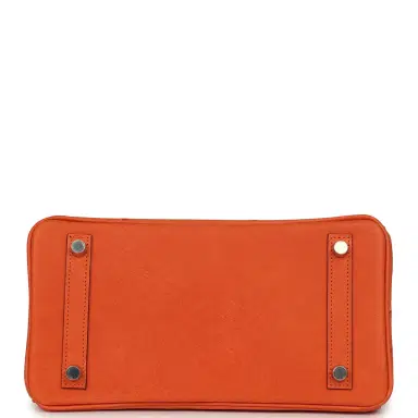 HERMÈS Hermes Birkin 25 Tangerine Ostrich Palladium Hardware | Thumbnail 6 HERMÈS Hermes Birkin 25 Tangerine Ostrich Palladium Hardware | Thumbnail 6