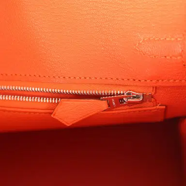 HERMÈS Hermes Birkin 25 Tangerine Ostrich Palladium Hardware | Thumbnail 9 HERMÈS Hermes Birkin 25 Tangerine Ostrich Palladium Hardware | Thumbnail 9