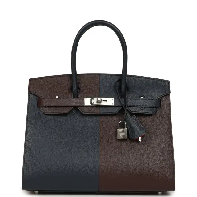 hermes Hermes Casaque Birkin Sellier 30 Rouge Sellier and Bleu Indigo Epsom Palladium Hardware