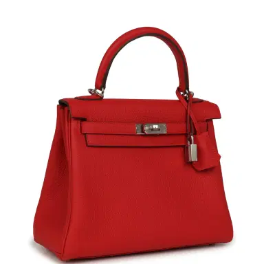 HERMÈS Hermes Kelly Retourne 25 Rouge Radieux Togo Palladium Hardware | Thumbnail 2