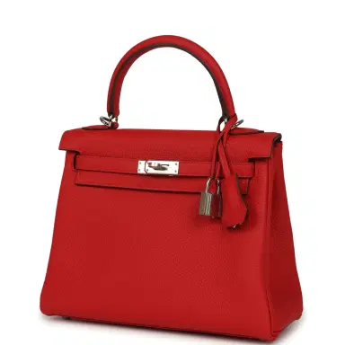 HERMÈS Hermes Kelly Retourne 25 Rouge Radieux Togo Palladium Hardware | Thumbnail 5