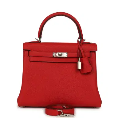 HERMÈS Hermes Kelly Retourne 25 Rouge Radieux Togo Palladium Hardware | Thumbnail 1