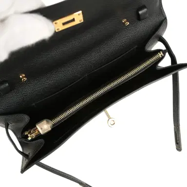 HERMÈS Hermes Kelly Wallet To Go Black Epsom Gold Hardware | Thumbnail 8