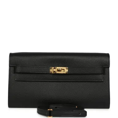 HERMÈS Hermes Kelly Wallet To Go Black Epsom Gold Hardware | Thumbnail 1