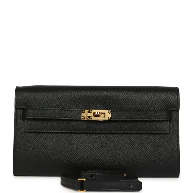 Hermes Kelly Wallet To Go Black Epsom Gold Hardware