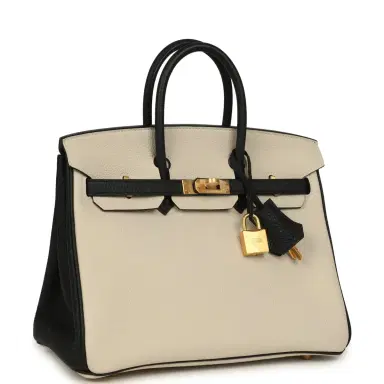 HERMÈS Hermes Special Order (HSS) Birkin 25 Craie and Black Togo Brushed Gold Hardware | Thumbnail 2 HERMÈS Hermes Special Order (HSS) Birkin 25 Craie and Black Togo Brushed Gold Hardware | Thumbnail 2