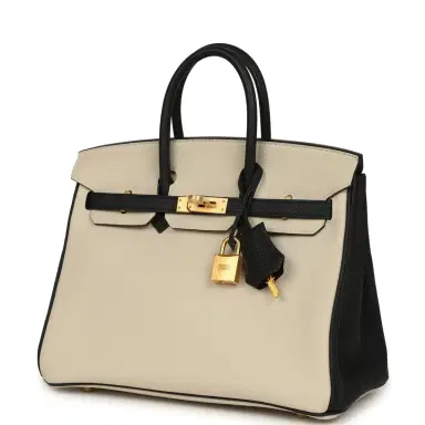 HERMÈS Hermes Special Order (HSS) Birkin 25 Craie and Black Togo Brushed Gold Hardware | Thumbnail 5 HERMÈS Hermes Special Order (HSS) Birkin 25 Craie and Black Togo Brushed Gold Hardware | Thumbnail 5