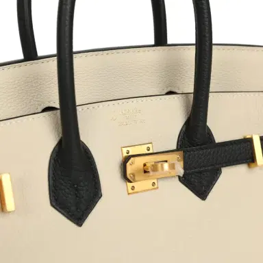 HERMÈS Hermes Special Order (HSS) Birkin 25 Craie and Black Togo Brushed Gold Hardware | Thumbnail 7 HERMÈS Hermes Special Order (HSS) Birkin 25 Craie and Black Togo Brushed Gold Hardware | Thumbnail 7