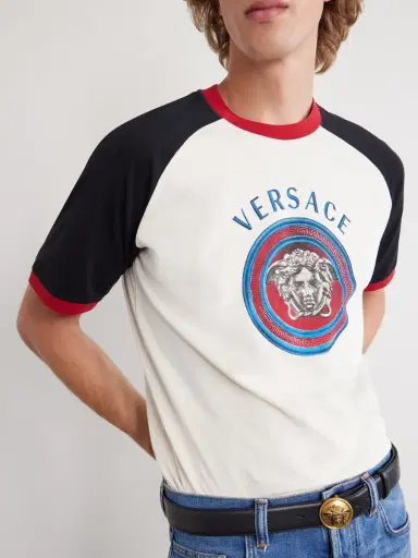 Versace Logo-Print Cotton-Jersey T-Shirt - Men | Thumbnail 5 Versace Logo-Print Cotton-Jersey T-Shirt - Men | Thumbnail 5