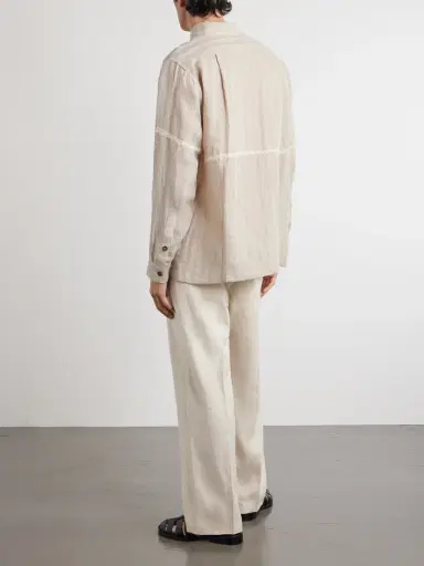 Kartik Research Rabari Embroidered Linen Shirt - Men | Thumbnail 4