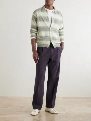 Auralee Drawstring Cotton Straight-Leg Trousers - Men | Thumbnail 2 Auralee Drawstring Cotton Straight-Leg Trousers - Men | Thumbnail 2