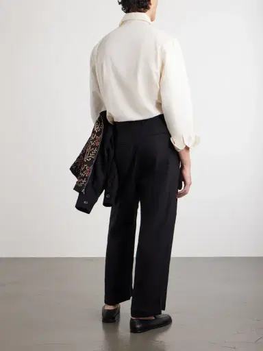Kartik Research Straight-Leg Zardozi Embroidered Pleated Linen Trousers - Men | Thumbnail 4