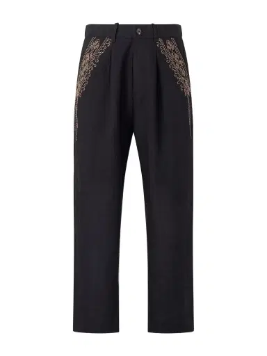 Kartik Research Straight-Leg Zardozi Embroidered Pleated Linen Trousers - Men | Thumbnail 1