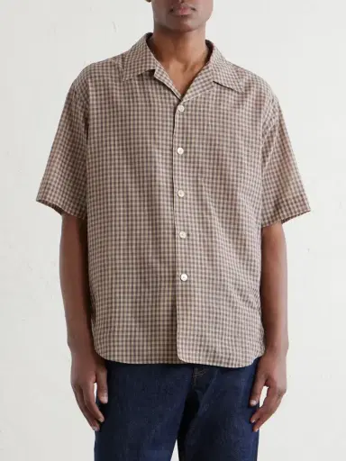 Auralee Camp-Collar Checked Cotton Shirt - Men | Thumbnail 3 Auralee Camp-Collar Checked Cotton Shirt - Men | Thumbnail 3