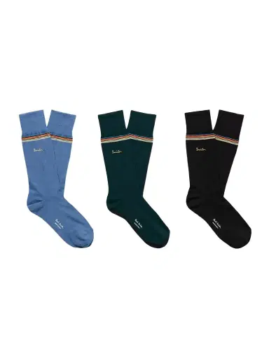 Paul Smith Three-Pack Striped Cotton-Blend Socks - Men | Thumbnail 1 Paul Smith Three-Pack Striped Cotton-Blend Socks - Men | Thumbnail 1