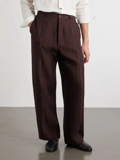 Kartik Research Rabari Embroidered Straight-Leg Linen Suit Trousers - Men | Thumbnail 3