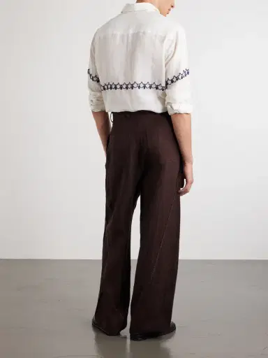 Kartik Research Rabari Embroidered Straight-Leg Linen Suit Trousers - Men | Thumbnail 4