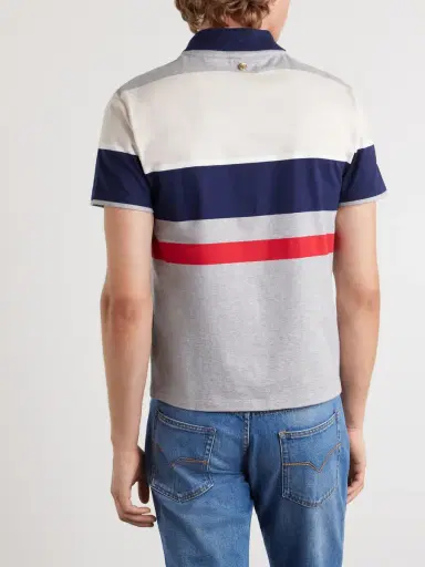 Versace Logo-Embroidered Striped Cotton-Jersey Polo Shirt - Men | Thumbnail 4 Versace Logo-Embroidered Striped Cotton-Jersey Polo Shirt - Men | Thumbnail 4