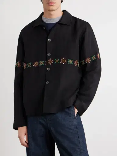 Kartik Research Embroidered Linen Shirt - Men | Thumbnail 3 Kartik Research Embroidered Linen Shirt - Men | Thumbnail 3