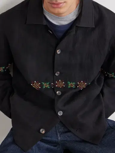 Kartik Research Embroidered Linen Shirt - Men | Thumbnail 5 Kartik Research Embroidered Linen Shirt - Men | Thumbnail 5