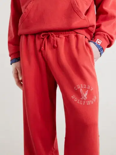 Cherry Los Angeles Hollywood Straight-Leg Logo-Print Cotton-Jersey Sweatpants - Men | Thumbnail 5 Cherry Los Angeles Hollywood Straight-Leg Logo-Print Cotton-Jersey Sweatpants - Men | Thumbnail 5