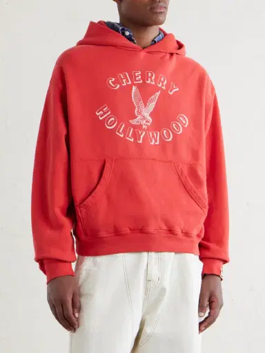 Cherry Los Angeles Logo-Print Cotton-Jersey Hoodie - Men | Thumbnail 3 Cherry Los Angeles Logo-Print Cotton-Jersey Hoodie - Men | Thumbnail 3