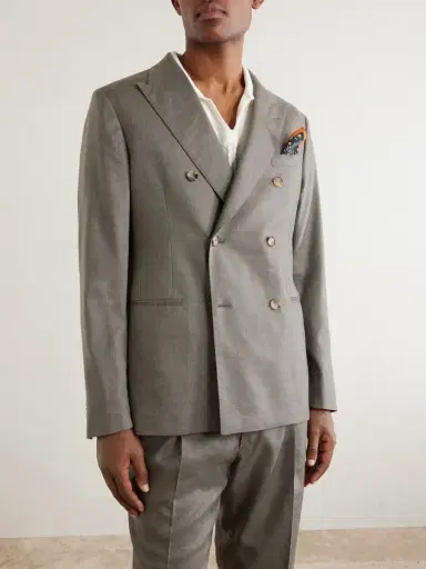 MR P. Double-Breasted Wool and Linen-Blend Suit Jacket - Men | Thumbnail 3