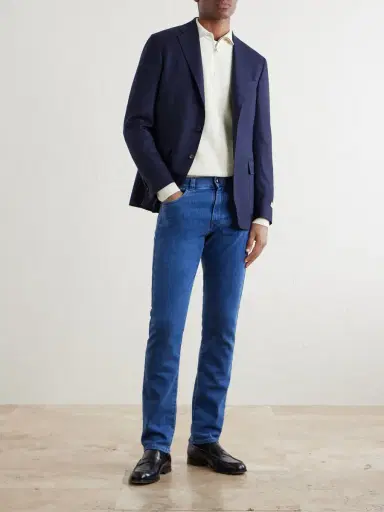 Canali Straight-Leg Cotton and Cashmere-Blend Jeans - Men | Thumbnail 2 Canali Straight-Leg Cotton and Cashmere-Blend Jeans - Men | Thumbnail 2