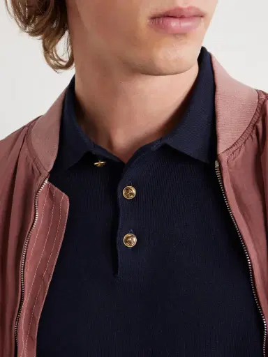 Versace Logo-Embroidered Striped Cotton Polo Sweater - Men | Thumbnail 5 Versace Logo-Embroidered Striped Cotton Polo Sweater - Men | Thumbnail 5