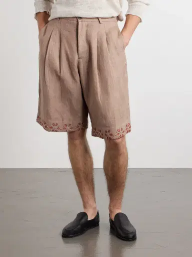 Kartik Research Straight-Leg Embellished Pleated Shorts - Men | Thumbnail 3 Kartik Research Straight-Leg Embellished Pleated Shorts - Men | Thumbnail 3