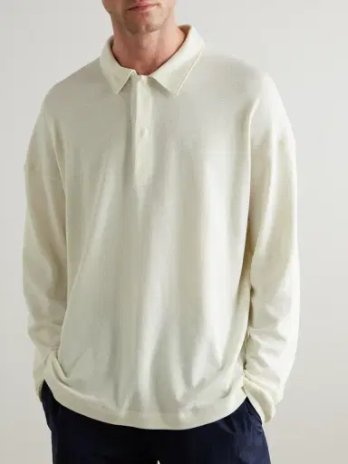 SSAM Cotton and Silk-Blend Piqué Rugby Shirt - Men | Thumbnail 3