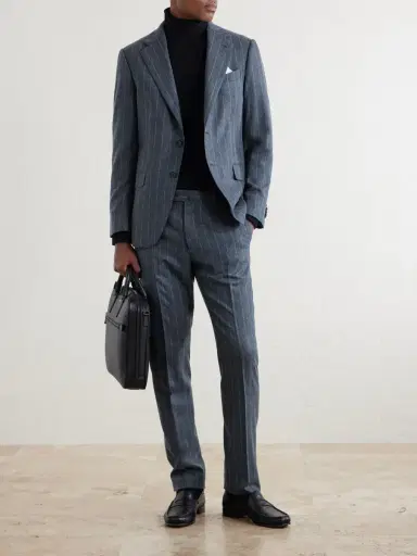Caruso Pinstripe Wool and Cashmere-Blend Suit Trousers - Men | Thumbnail 2 Caruso Pinstripe Wool and Cashmere-Blend Suit Trousers - Men | Thumbnail 2