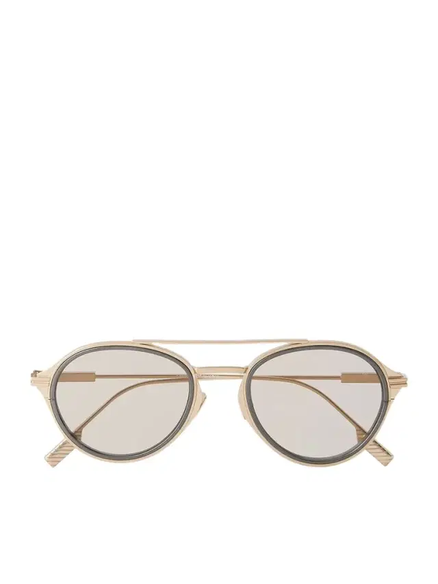 Zegna Aviator-Frame Titanium Sunglasses - Men